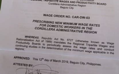 baguio city minimum wage|Cordillera’s domestic workers get P1.